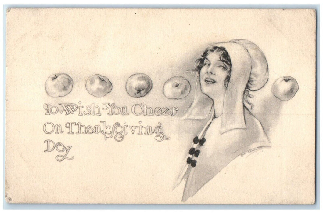 1911 Thanksgiving Pretty Woman Pumpkin Syracuse New York NY Antique Postcard