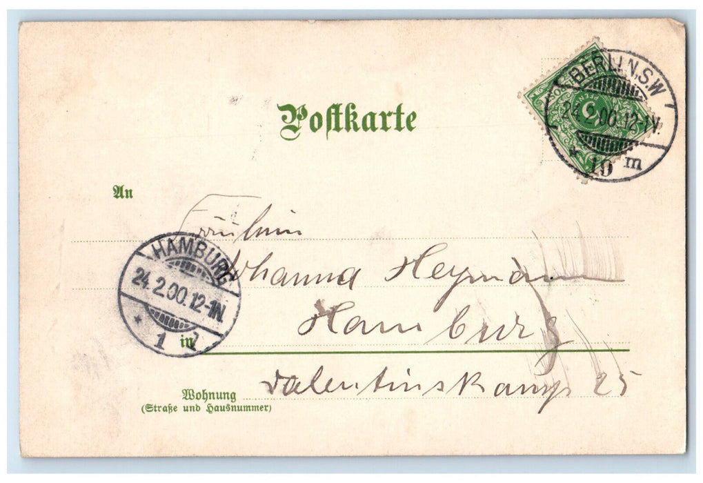 1900 February Moonlight View Building with Lights On Berlin Germany PMC Postcard
