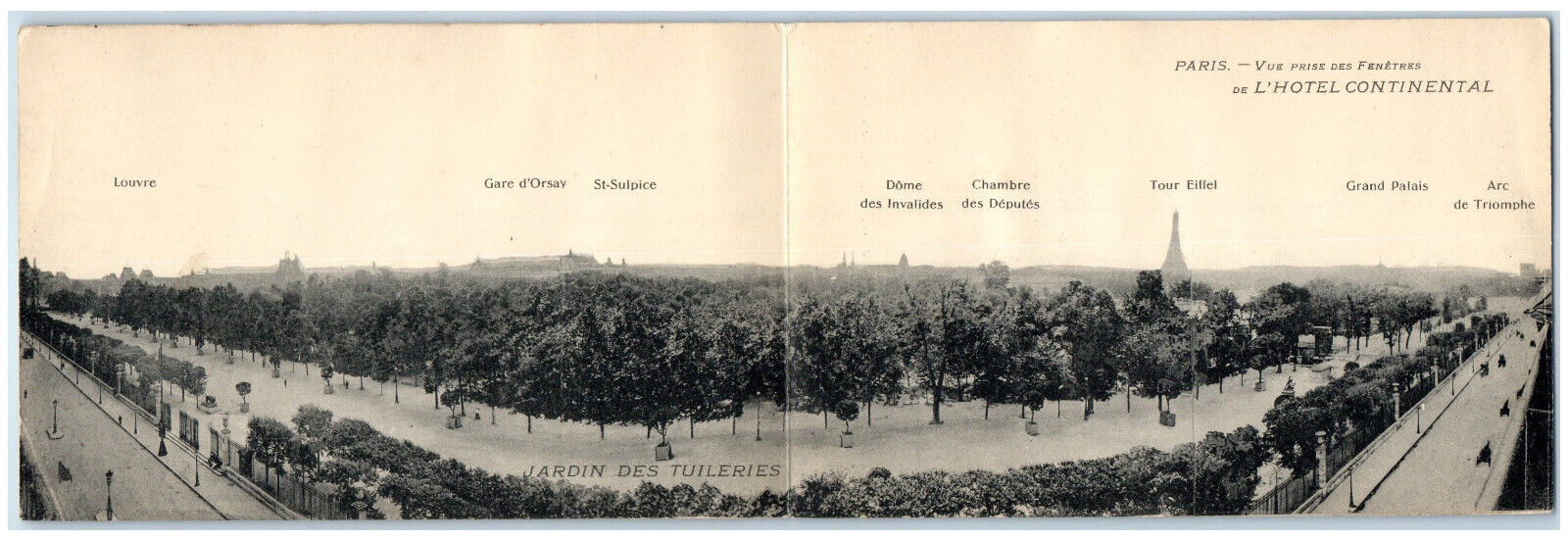 1907 View from the Window of the Continental Hotel France Fold Out Postcard