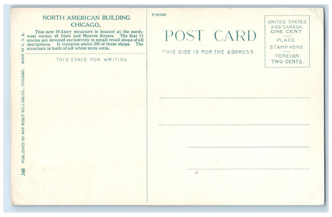 North American Building Cars Street View Chicago Illinois IL Antique Postcard