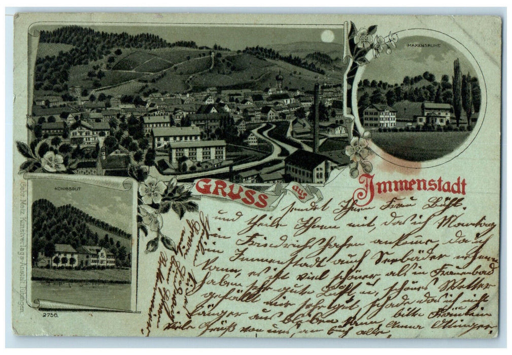 1899 Greetings from Immenstadt Bavaria Germany Multiview Antique Posted Postcard