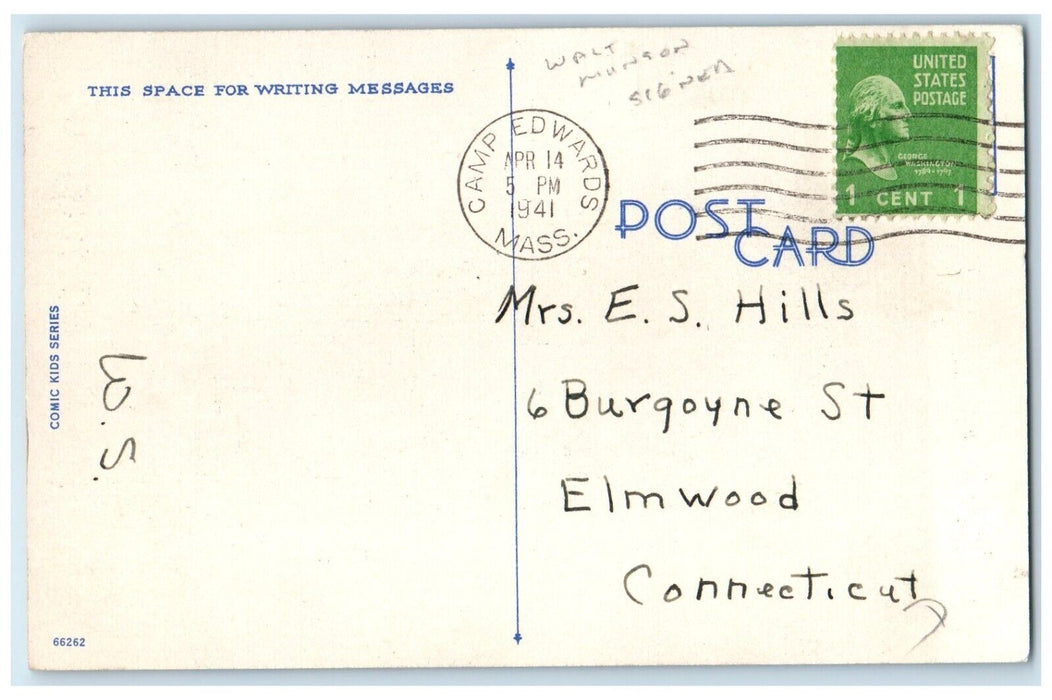 1941 Boy Torn Pants It Was Swell Trip Camp Edwards Massachusetts MA Postcard