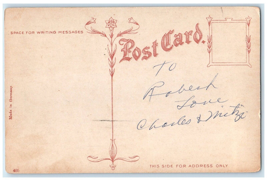 c1910's Easter Wishes White Lily Flowers Wessler Posted Antique Postcard