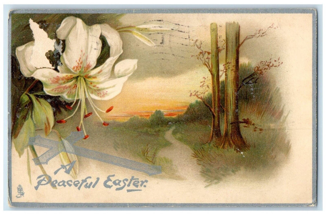 1910 Easter Lily Flowers Holy Cross Tuck's Columbus Georgia GA Antique Postcard