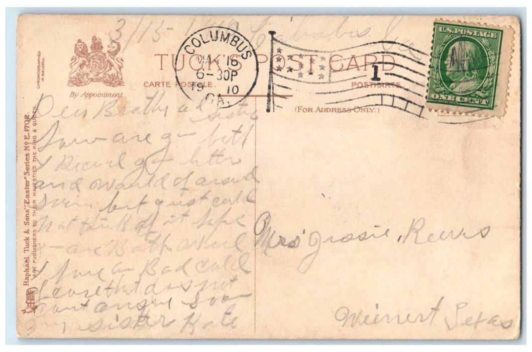 1910 Easter Lily Flowers Holy Cross Tuck's Columbus Georgia GA Antique Postcard