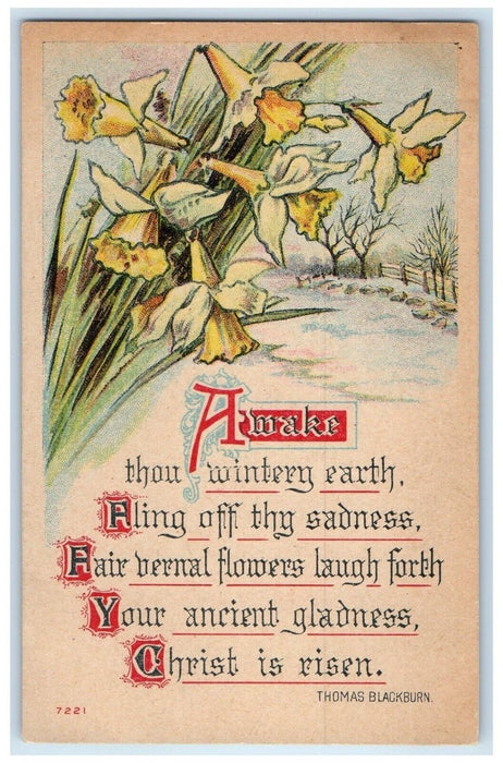 c1910's Easter Message Flowers Winter Winsch Back Unposted Antique Postcard