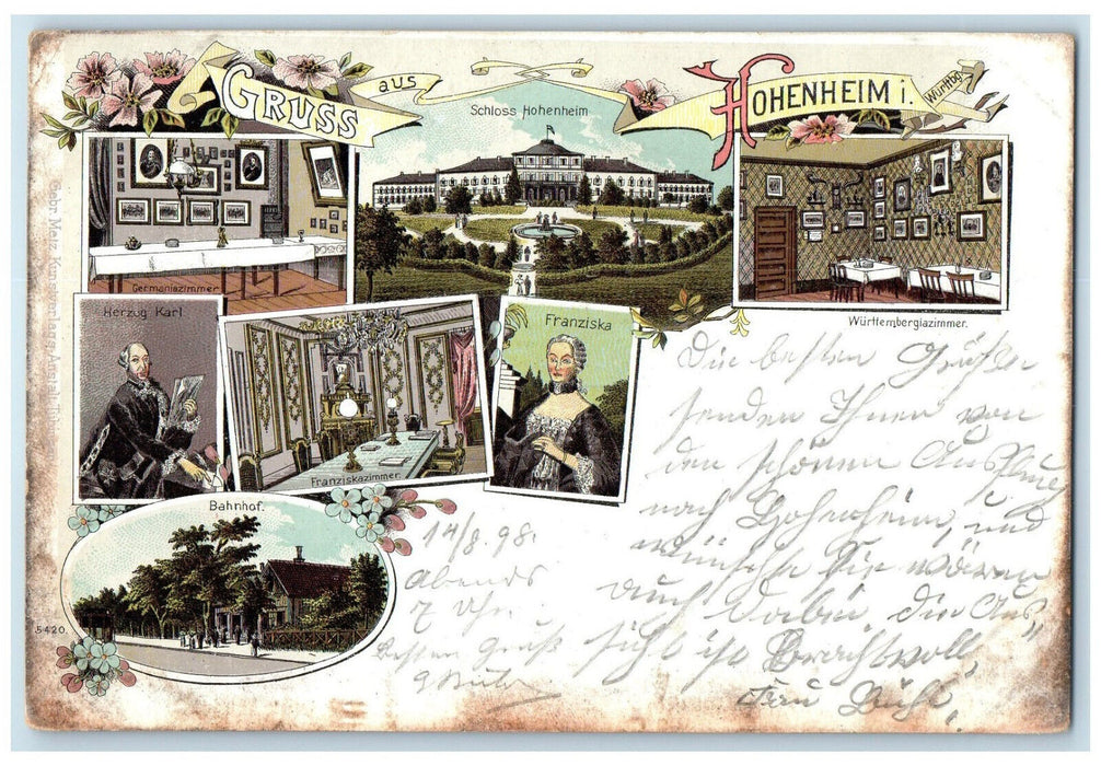 1898 Schloss Hohenheim Greetings From Hohenheim Germany Multiview Postcard