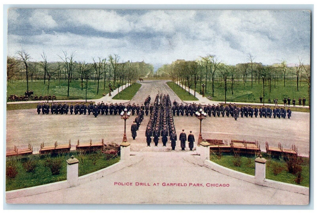 c1910's Police Drill At Garfield Park Chicago Illinois IL Antique Postcard