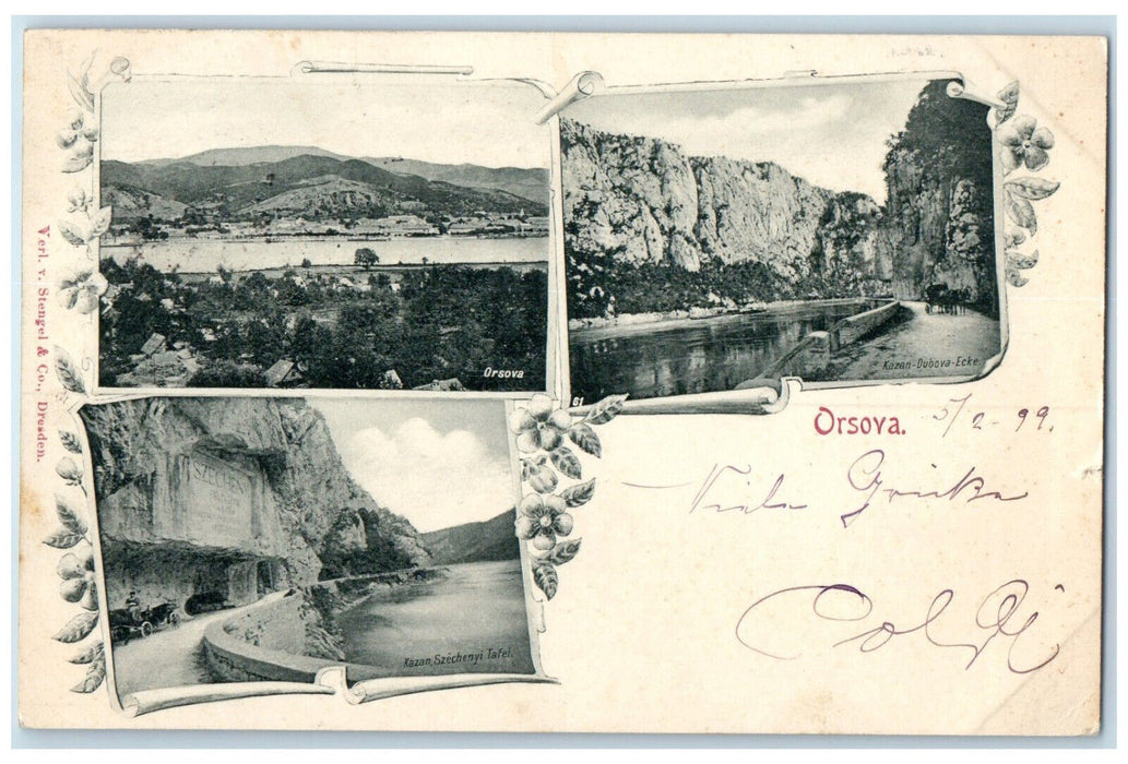 1899 Kazan Dubova-Ecke Orsova Mehedinți Romania Multiview Antique Postcard