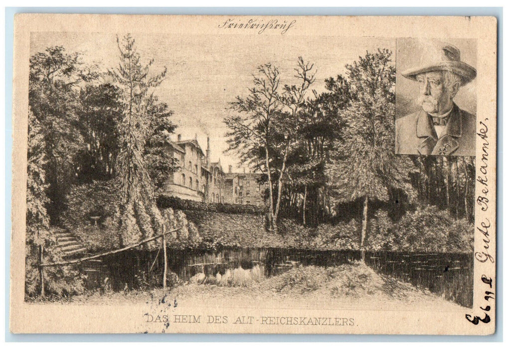 1898 The Home of the Old Reich Chancellor Berlin-Mitte Germany Antique Postcard