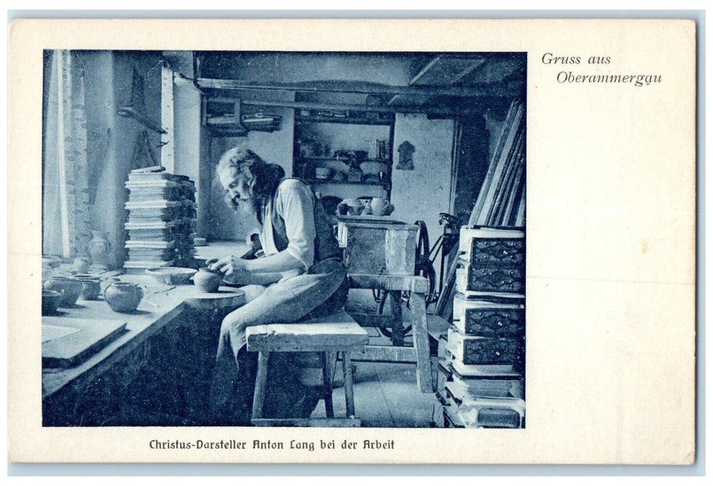 c1910 Christ Actor Anton Lang Greetings from Oberammergan Germany Postcard