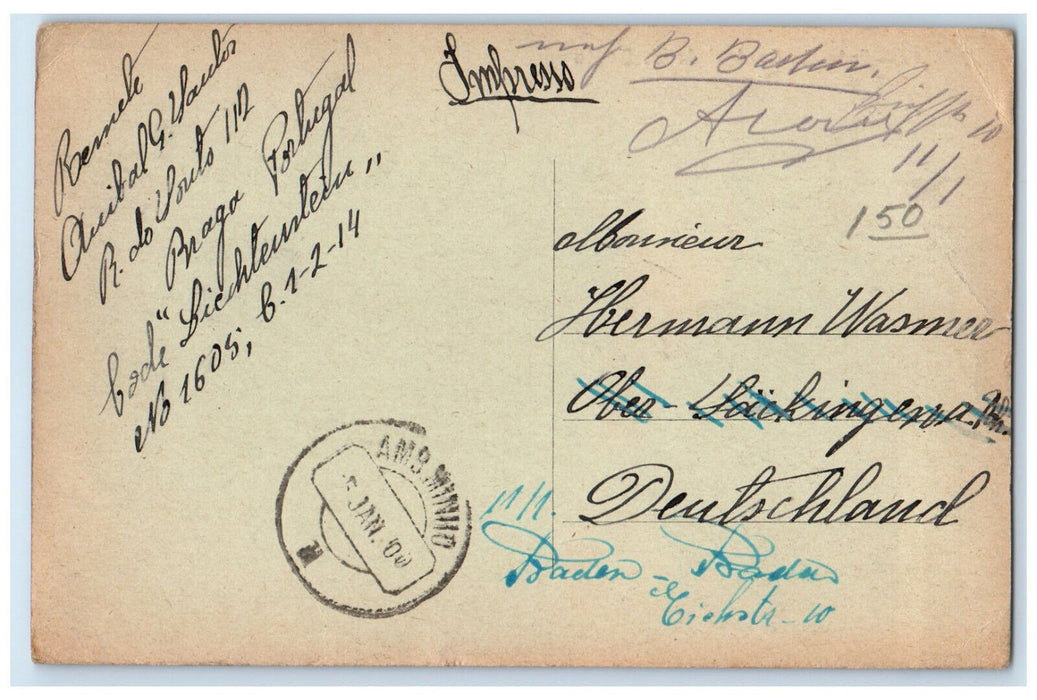 c1940's Trolley Car Railway S. Bento Porto Central Station Portugal Postcard