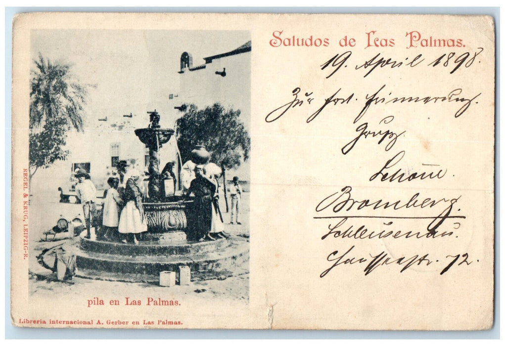 1898 Stack In Las Palmas Greetings From Las Palmas Spain Antique Postcard