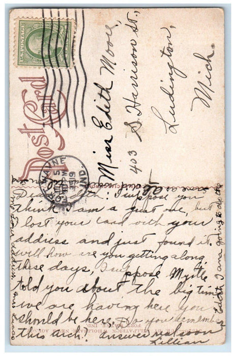 1919 Lincoln Highway Arch Car Scene Fort Wayne Indiana IN Antique Postcard