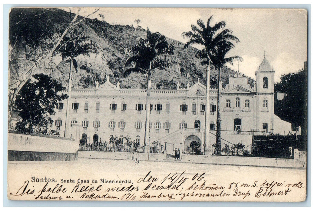 1906 Santa Casa Da Misericordia Santos Brazil Antique Posted Postcard