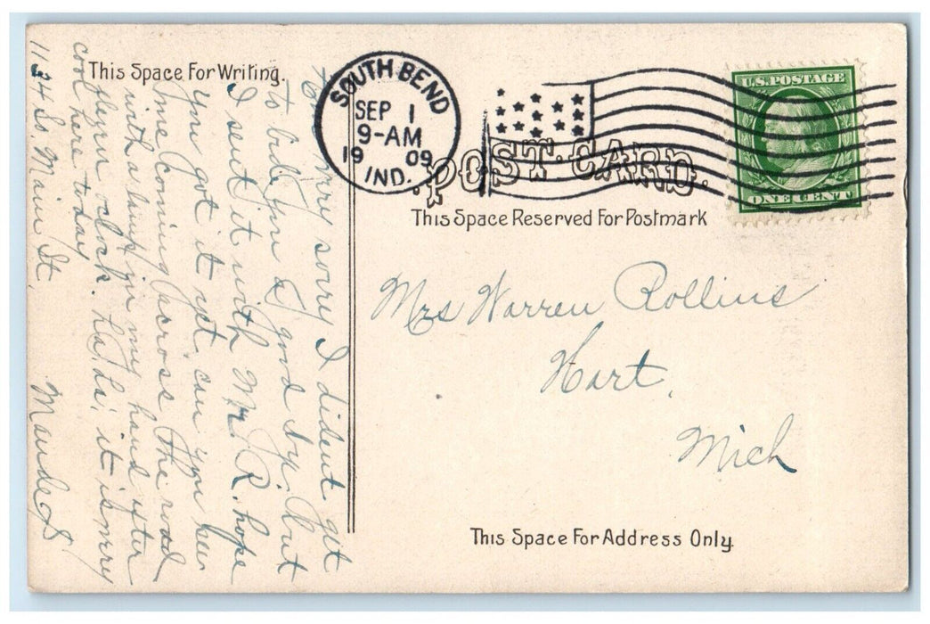 1909 View Of  Leeper Park Pavilion South Bend Indiana IN Posted Antique Postcard