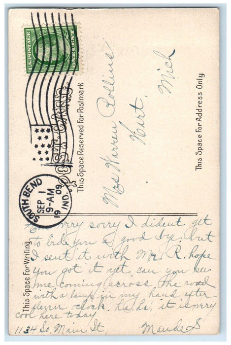 1909 View Of  Leeper Park Pavilion South Bend Indiana IN Posted Antique Postcard