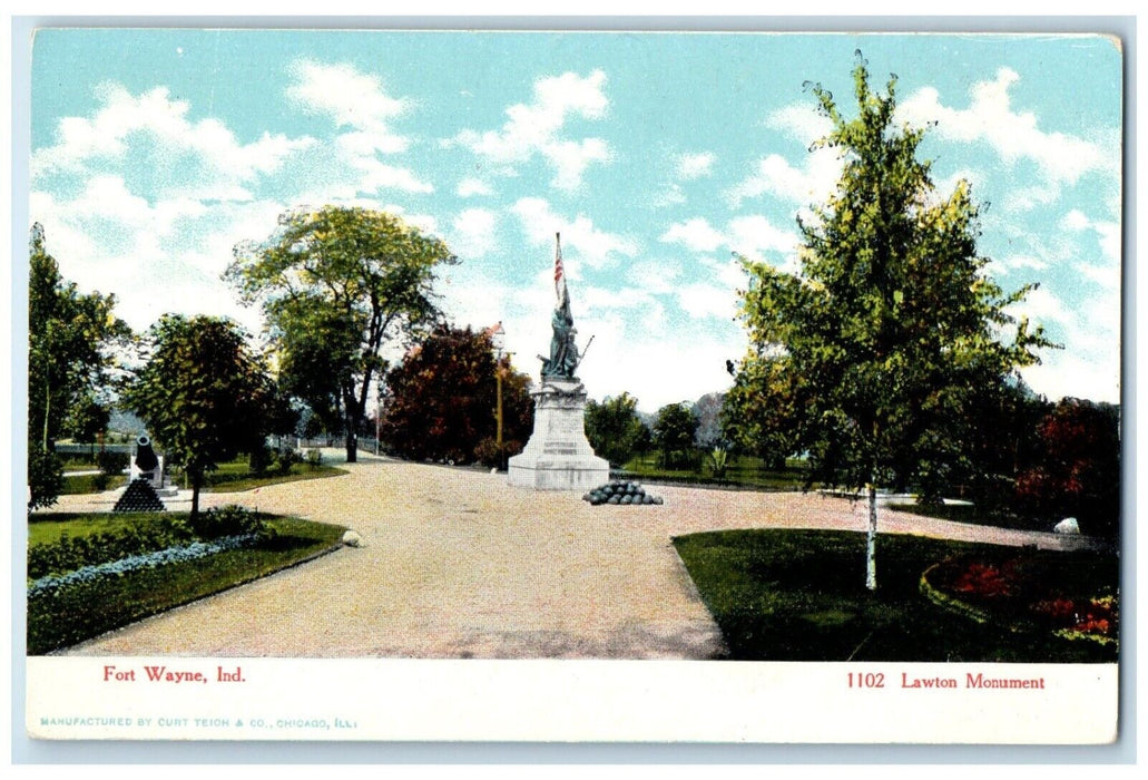c1905 View Of Lawton Monument Fort Wayne Indiana IN Unposted Antique Postcard
