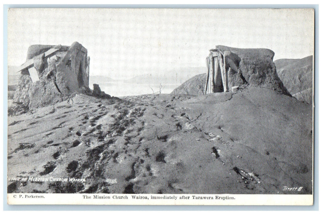 c1910 Mission Church Wairoa New Zealand Tarawera Eruption Antique Postcard