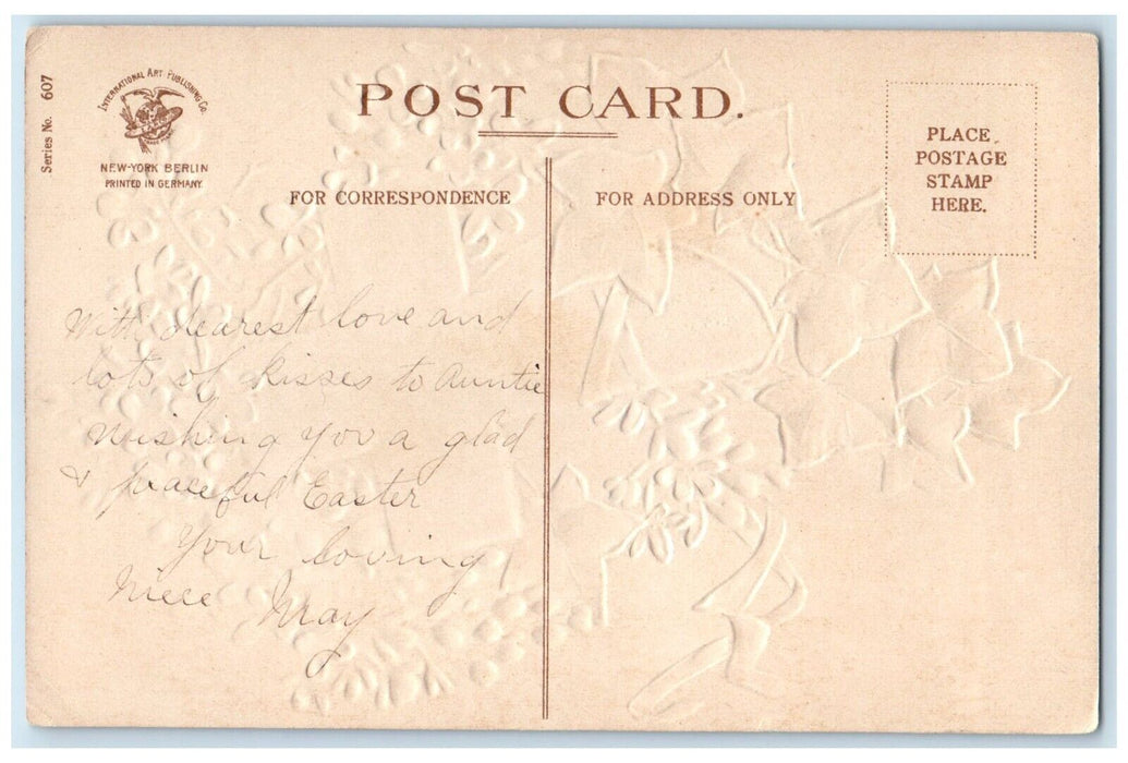 c1910's Easter Holy Cross Flowers Ivy Leaf Embossed Clapsaddle Antique Postcard