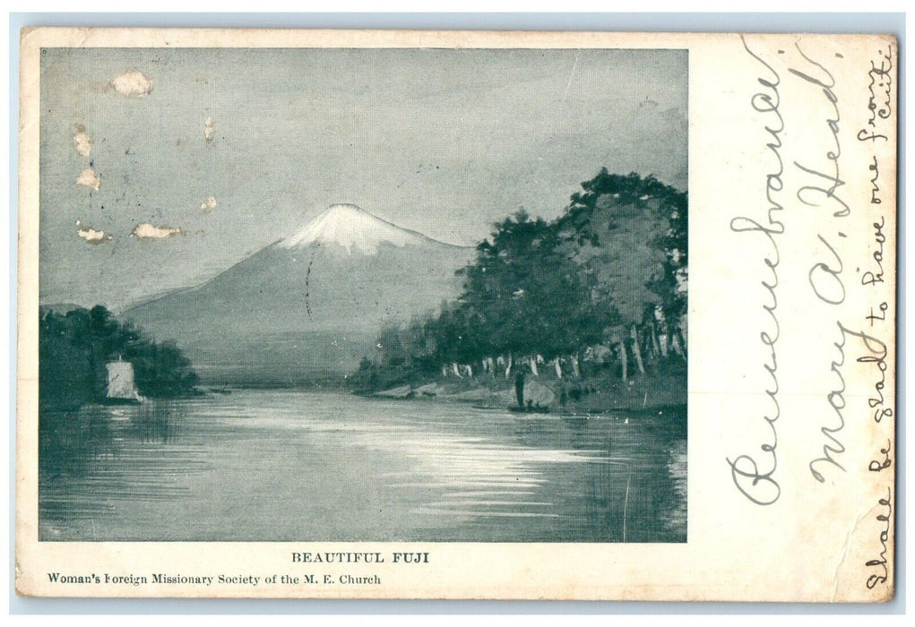 1905 Beautiful Fuji Japan Mountain Cincinnati Ohio OH Posted Antique Postcard