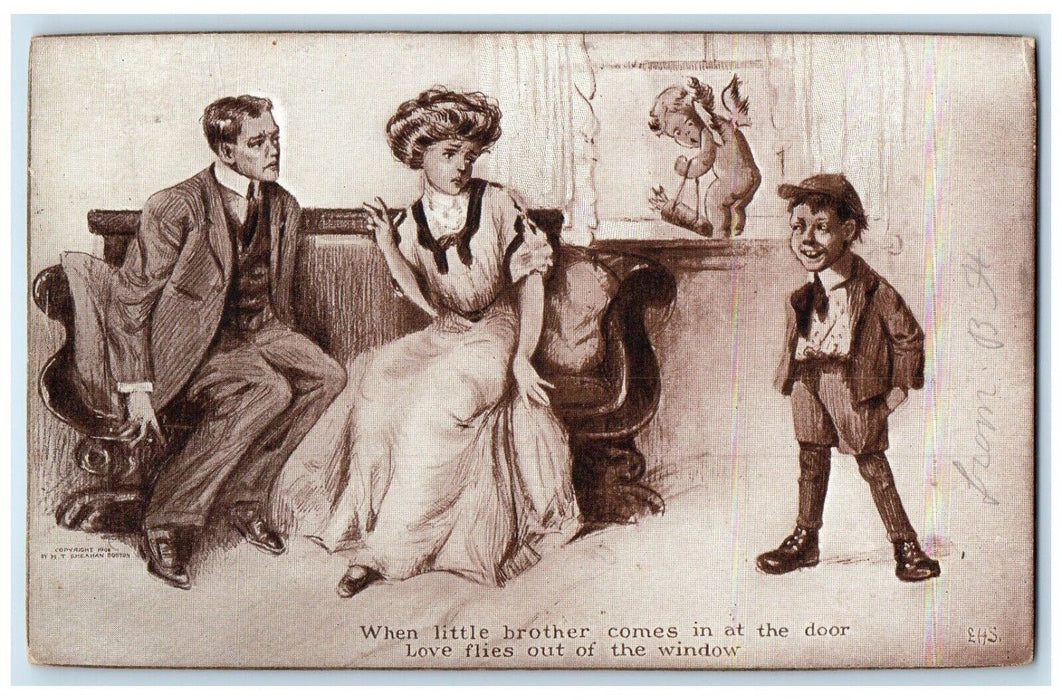 1909 Mother And Father Brother Comes In At The Door Angel Carbondale IL Postcard