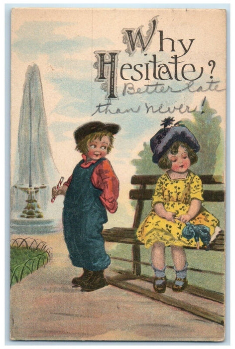 c1910's Children Sweetheart Hesitate Bemidji Minnesota MN Antique Postcard