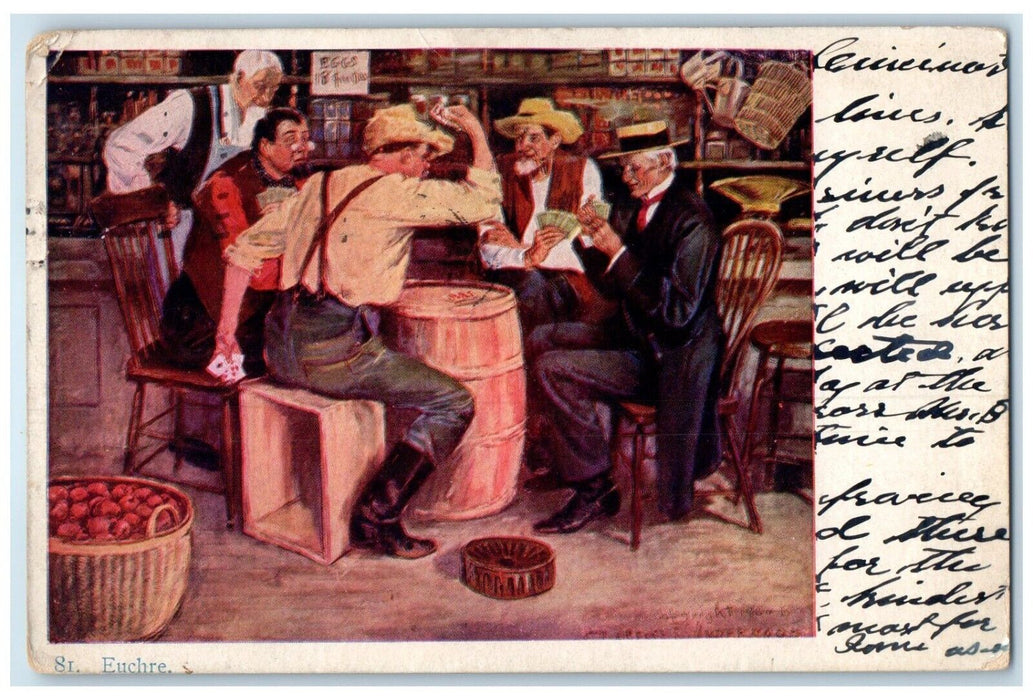 1906 Euchre Gambling Store Art Interior Cincinnati Ohio OH Antique Postcard