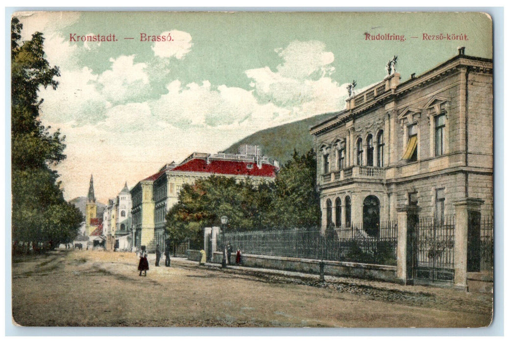 1909 Rudolfring Rezso-Korut Kronstadt-Brasso (Brasov) Romania Postcard