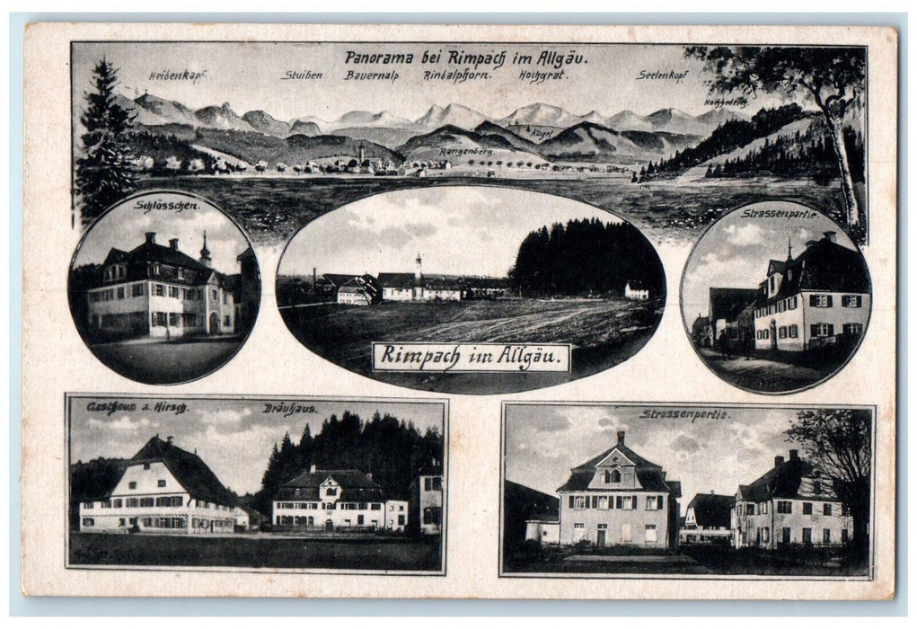 c1910 Panorama near Rimpach in the Allgaeu Bavaria Germany Multiview Postcard