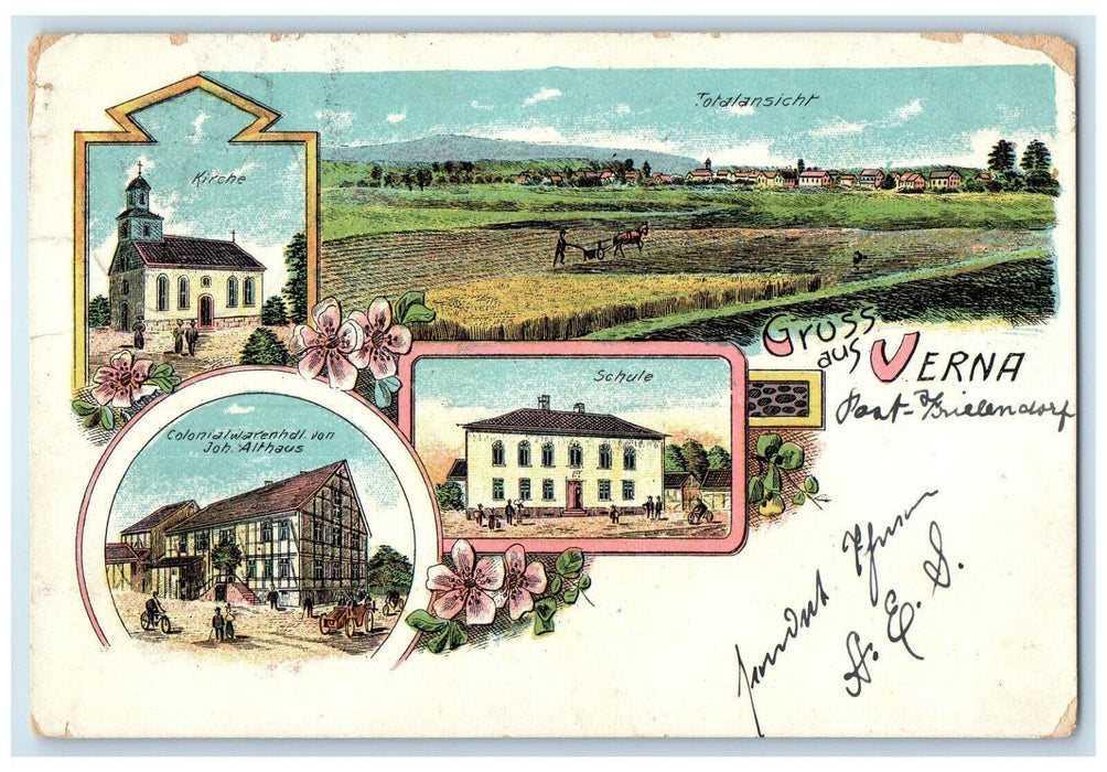 1905 Total View Greetings from Verna Frielendorf Germany Multiview Postcard