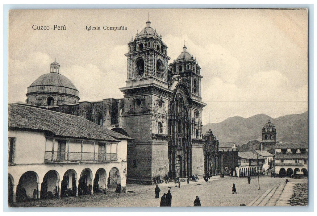 c1940's View of Iglesia Compania Building Cusco-Peru Antique Unposted Postcard