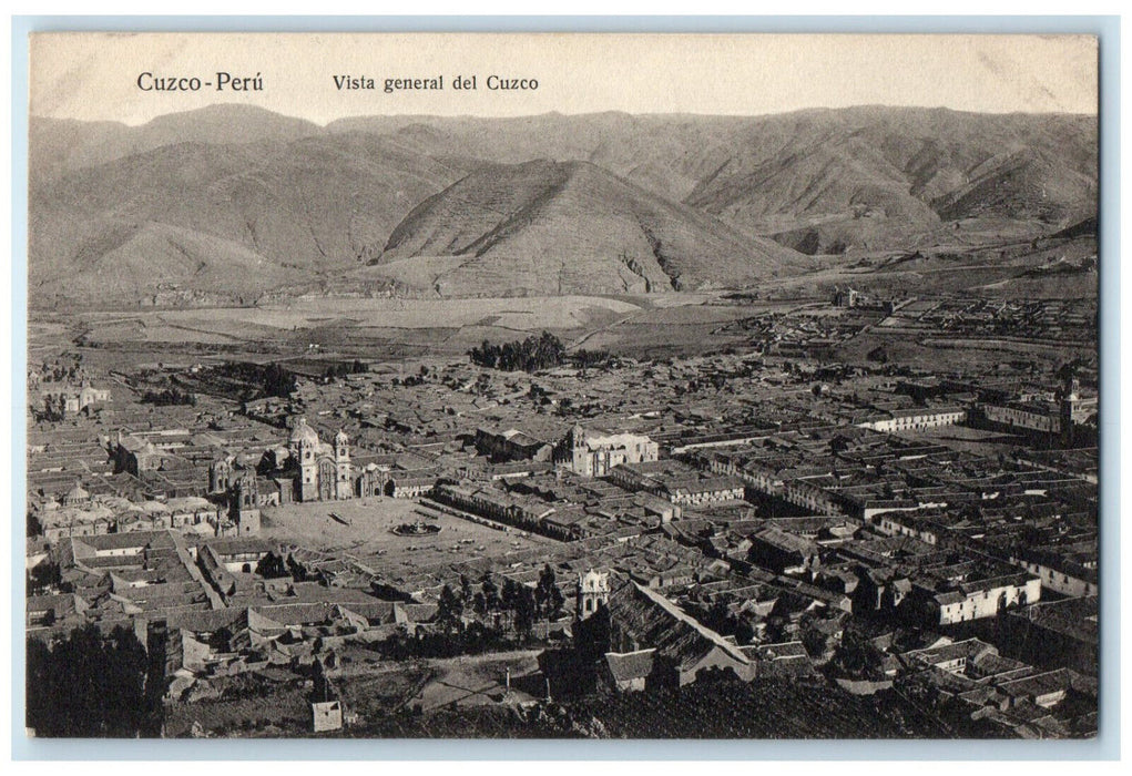 c1940's Buildings Hills Roads General View Of Cusco-Peru Vintage Postcard