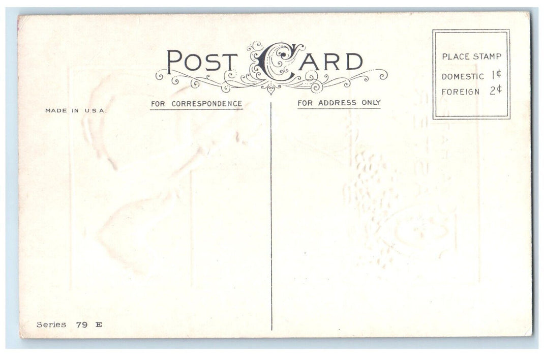 c1910's Easter Flowers Dutch Woman Rooster Chicken Embossed Antique Postcard