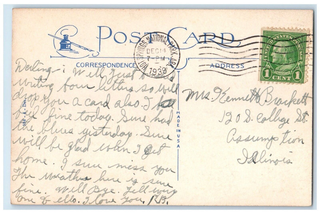 1939 Sad Man Broke Money Talks Here  Hot Springs National Park AR Postcard