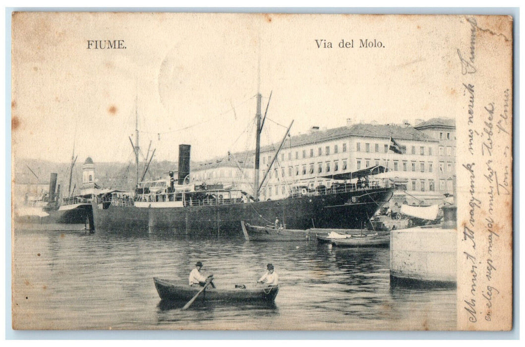 1904 Boating Scene Via Del Molo Fiume Yugoslavia Antique Posted Postcard