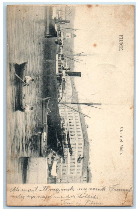 1904 Boating Scene Via Del Molo Fiume Yugoslavia Antique Posted Postcard