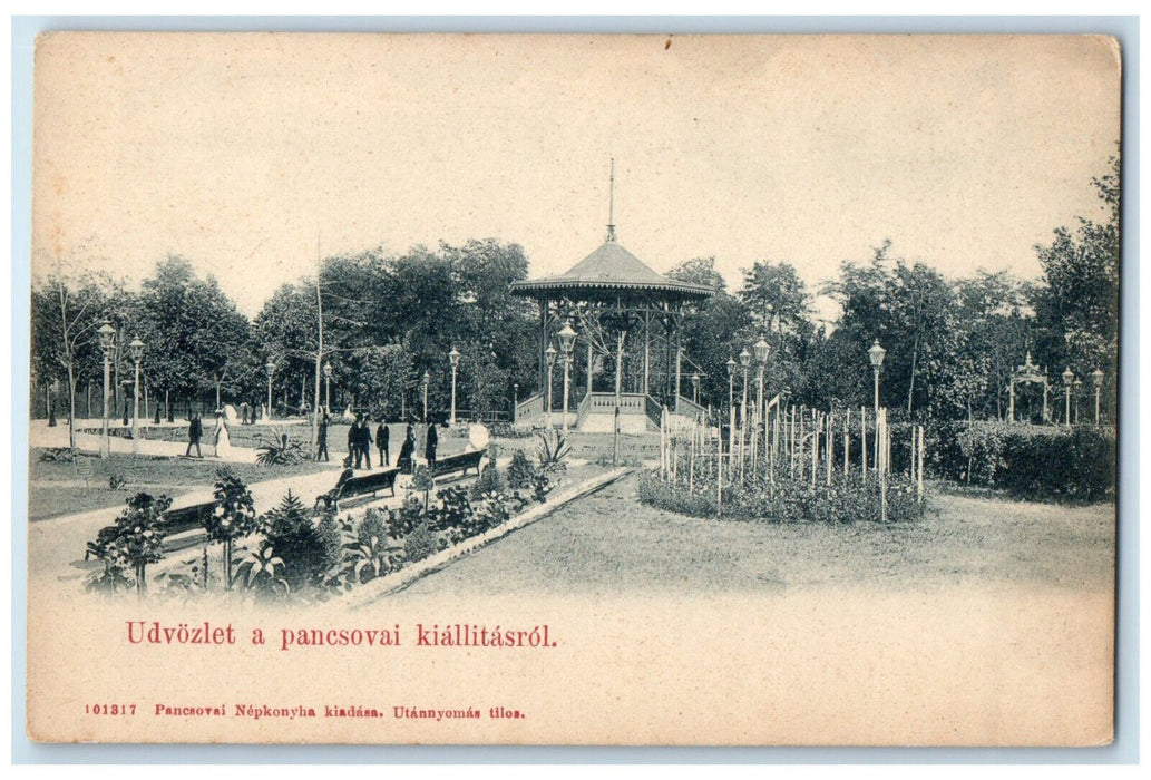 c1905 Udvozlet A Pancsovai Kiallitasrol Hungary Antique Posted Postcard