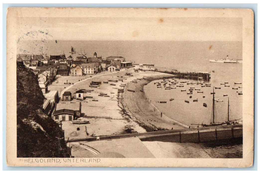 1913 Boat Landing Helgoland Unterland Germany Antique Posted Postcard