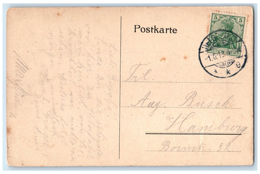 1913 Boat Landing Helgoland Unterland Germany Antique Posted Postcard