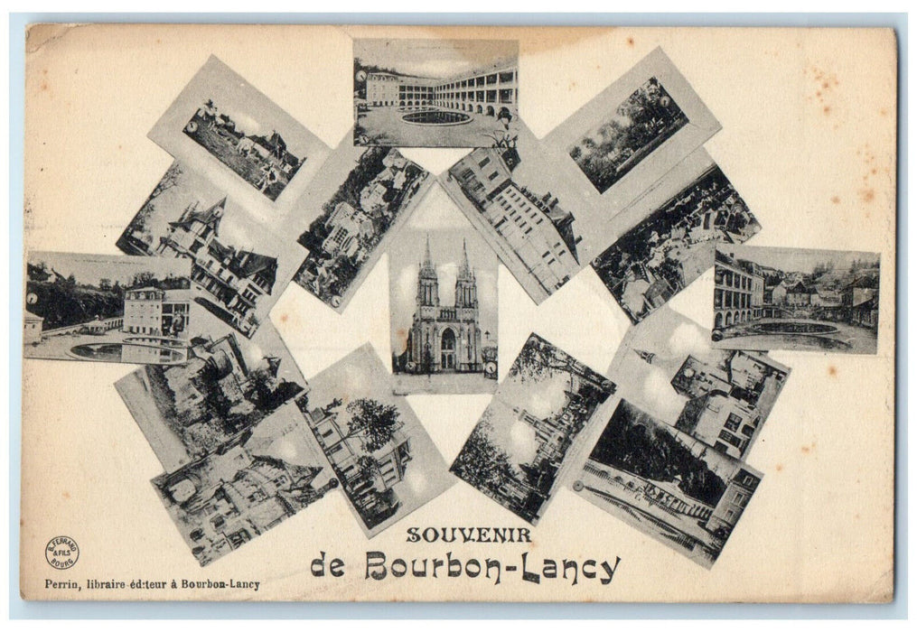 c1910 Souvenir De Boubon-Lancy France Multiview Posted Antique Postcard