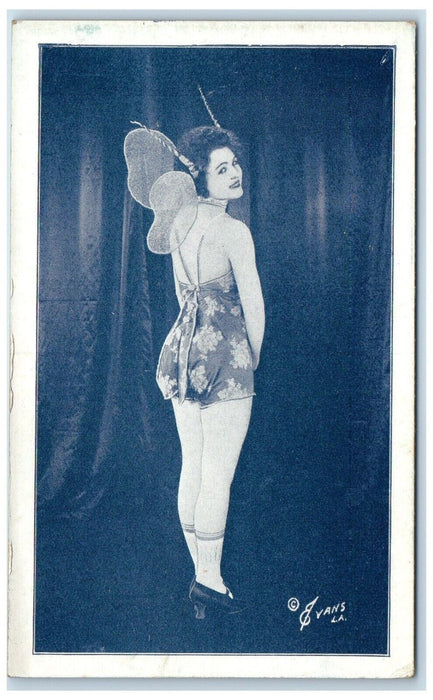 c1910's Mack Sennett Woman Bee Costume Studio Evans LA Exhibit Arcade Card