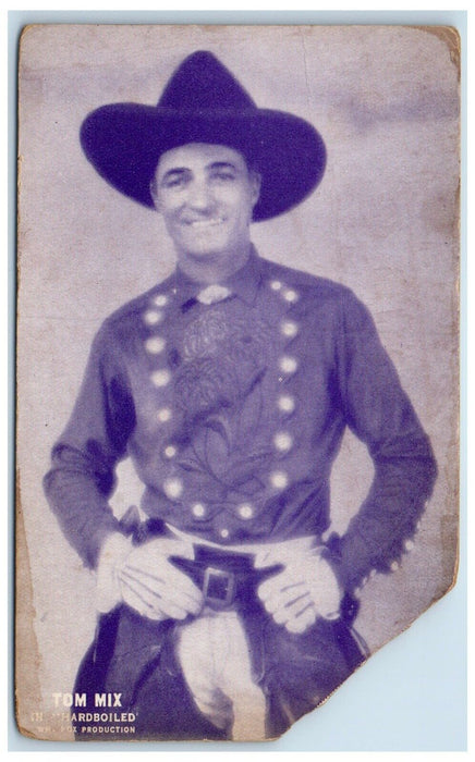 c1950's Tom Miz In Hardboiled Cowboy Big Hat Studio Exhibit Arcade Card