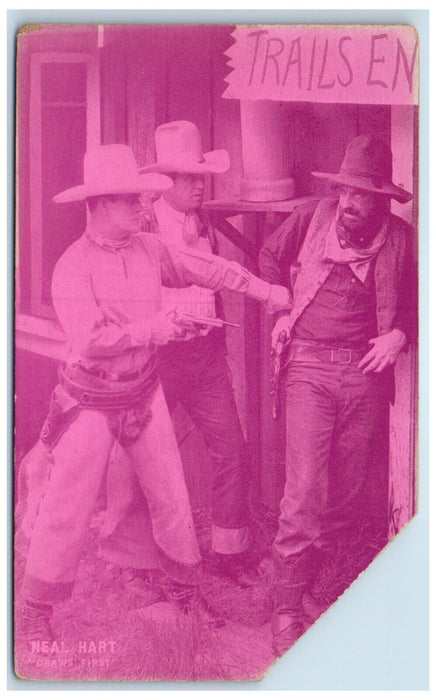 c1950's Neal Hart Cowboy Draws First Trails Gun Exhibit Arcade Card