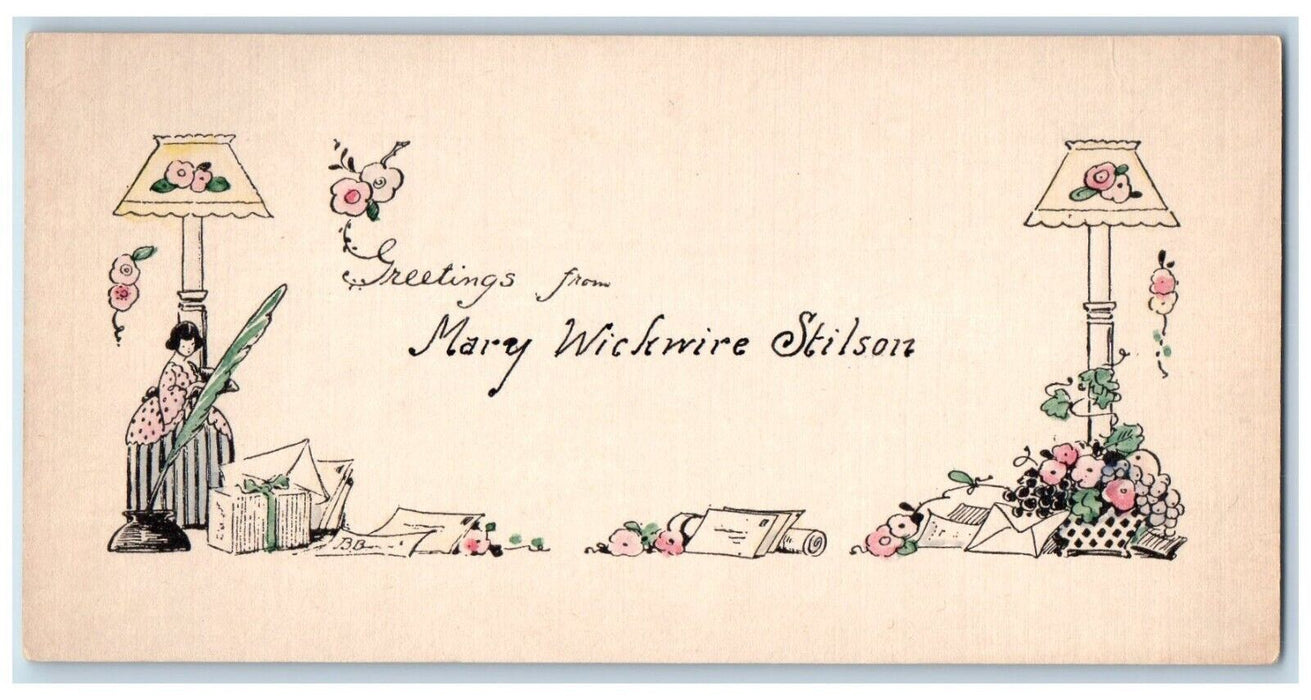 c1905 Greetings From Mary Wickwire Stilson Arts Crafts Cortland NY Postcard