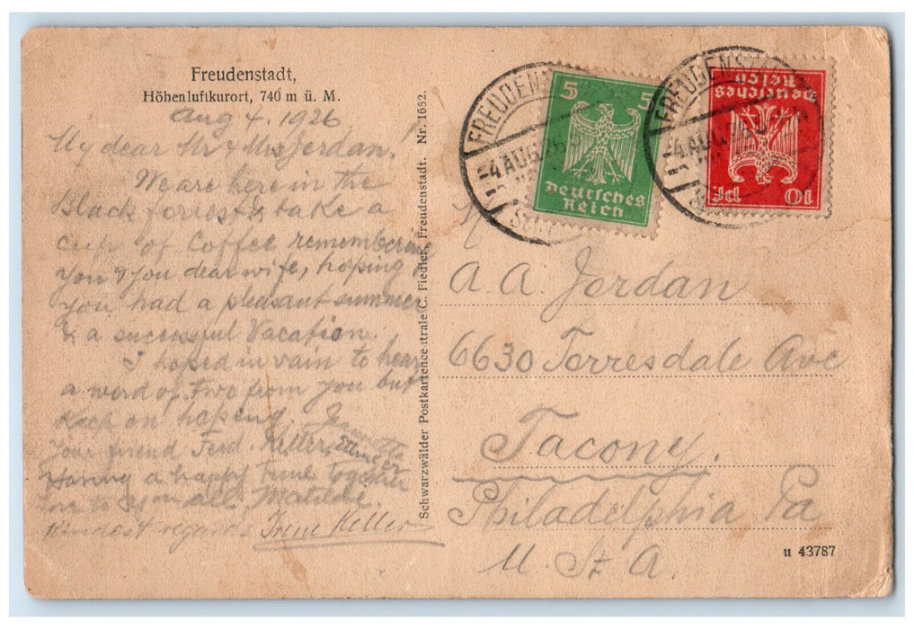 1926 Cafe Klager Teuchelwald Freudenstadt Baden-Württemberg Germany Postcard