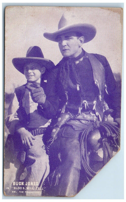 c1950's Buck Jones Cowboy In Blood Will Tell Western Movie Exhibit Arcade Card