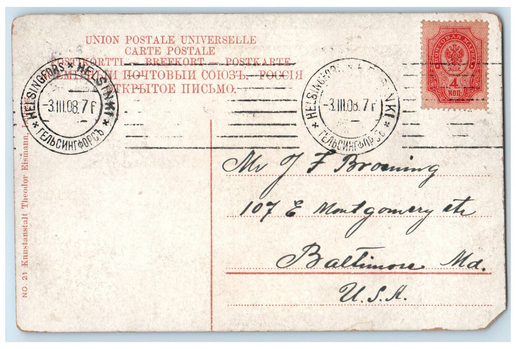 1908 Pielavesi Tuovilanlahti Kuopio Finland Antique Posted Postcard