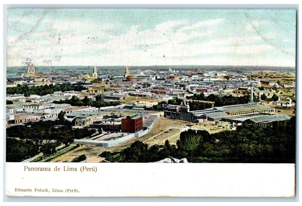 1906 Buildings Towers View Panorama De Lima (Peru) Antique Posted Postcard