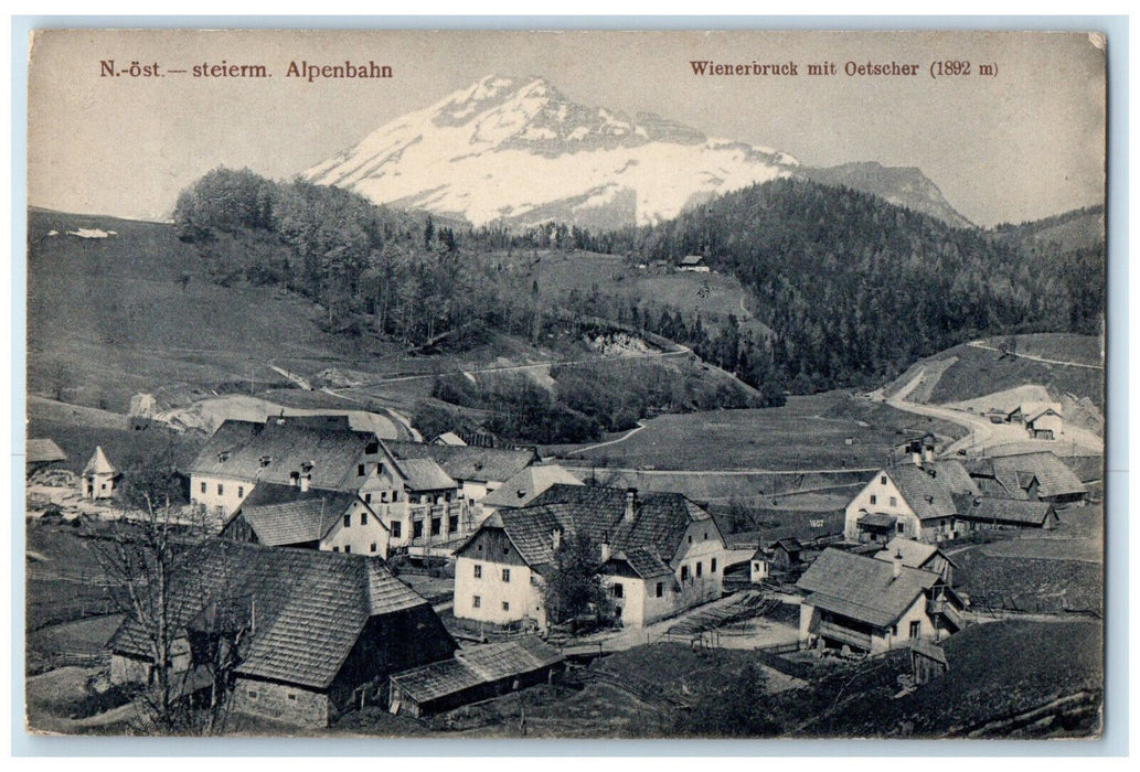1908 Vienna Bridge With Oetscher East Styria Alpine Railway Austria Postcard